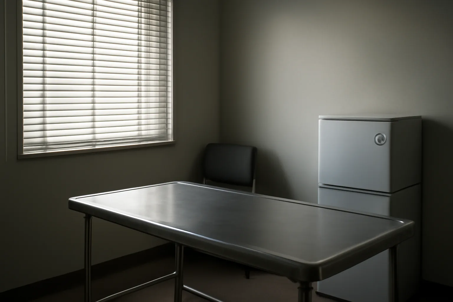 Empty clinical exam room representing a provider visit for tesamorelin vs HGH treatment decisions